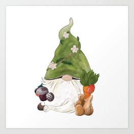 Garden Gnome White Print Art Print