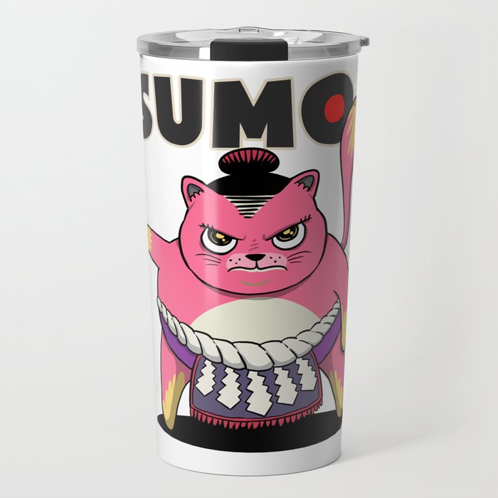 Sumo Wrestler Cat Yokozuna ネコ Neko Pink Travel Mug
