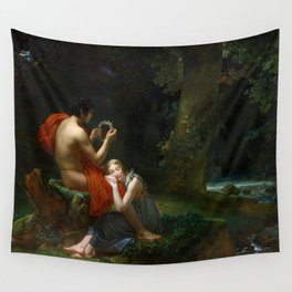 The Lovers, Daphnis and Chloé romantic garden Italian Renaissance portrait painting by Francois Gérard Wall Tapestry