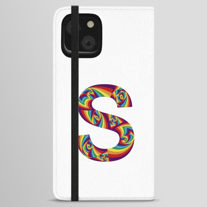  capital letter S with rainbow colors and spiral effect iPhone Wallet Case