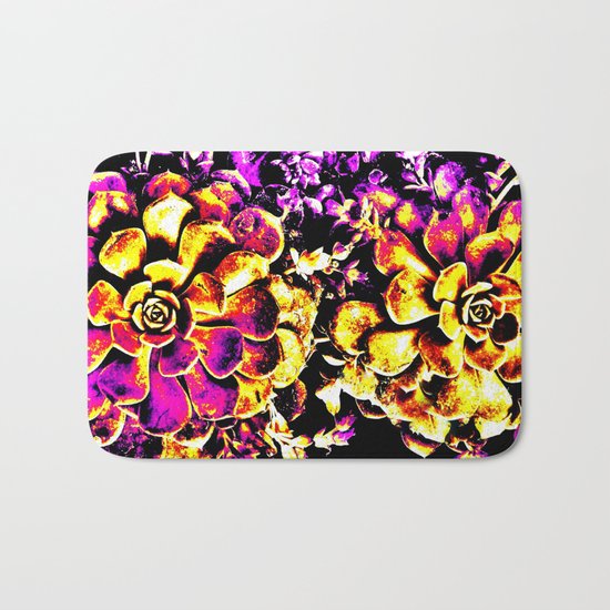 Purple Yellow Flower Plant, Pop Art Bath Mat