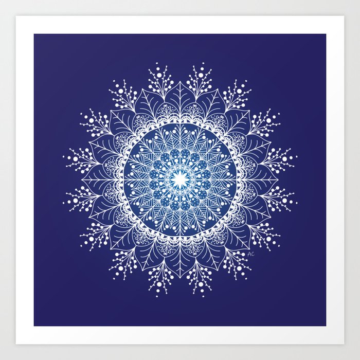 Pretty White Snowflake Art Print