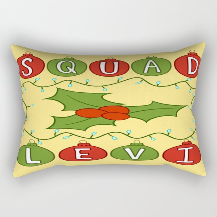 Christmas Themed Squad Levi Print Rectangular Pillow