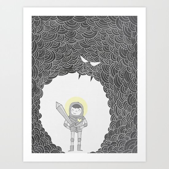 Brave Grey Warrior Art Print