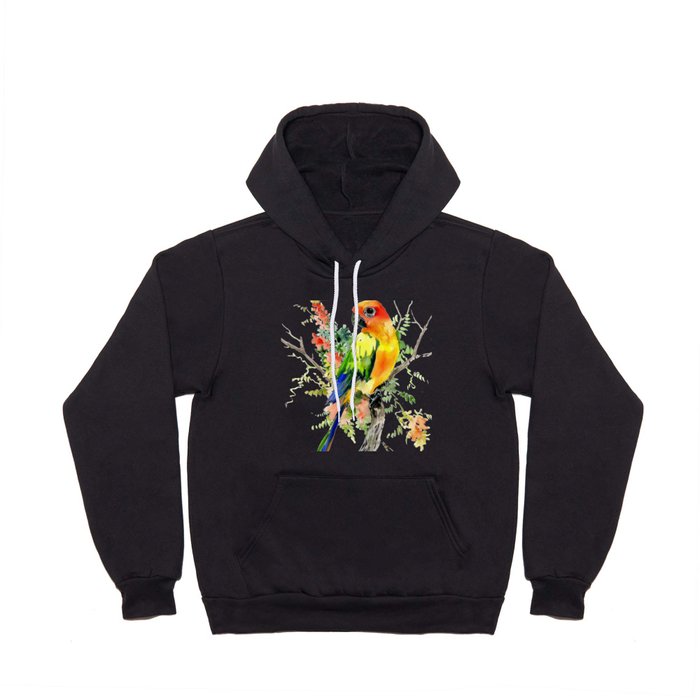 Sun Conure Parakeet, tropical colors parrot art design Hoody