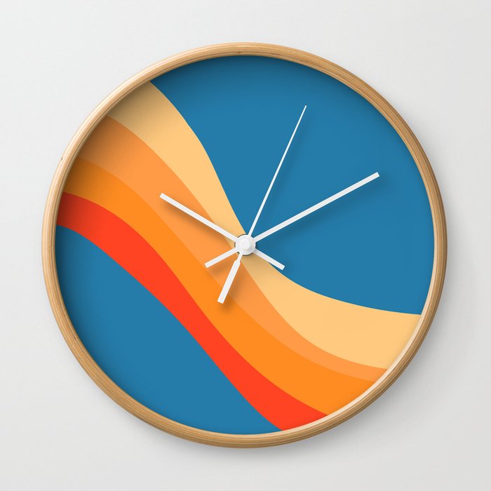 Wavy Retro Design II - Colorful Art Pattern  Wall Clock