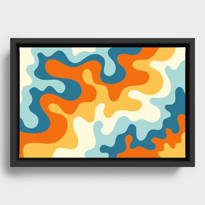 Vintage Summer Palette Mid-Century Minimalist Waves II Framed Canvas
