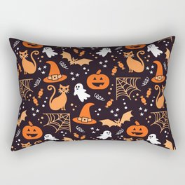 Halloween party illustrations orange, black Rectangular Pillow