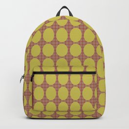 Oval Pattern on Beige With Red Grid Backpack
