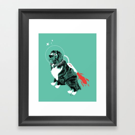 A Flying Dog In Outer Space Framed Art Print