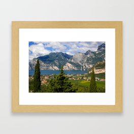 Amazing view of Riva del Garda village on Garda Lake, Trentino Framed Art Print