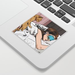 Holly Golightly the cat with no name - Audrey Hepburn in Breakfast at Tiffany's Sticker