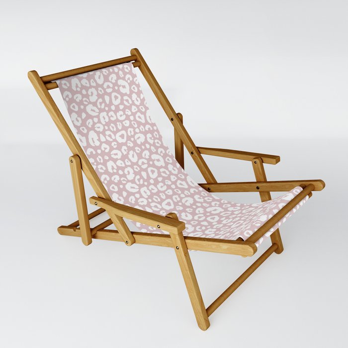 Pink And White Leopard Skin Sling Chair