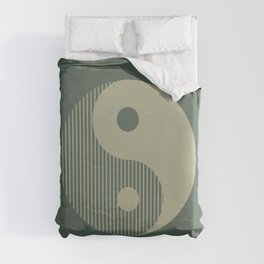 Geometric Lines Ying and Yang 10 in Forest Sage Duvet Cover