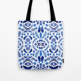 Folk Art Flowers - Blue and White Tote Bag
