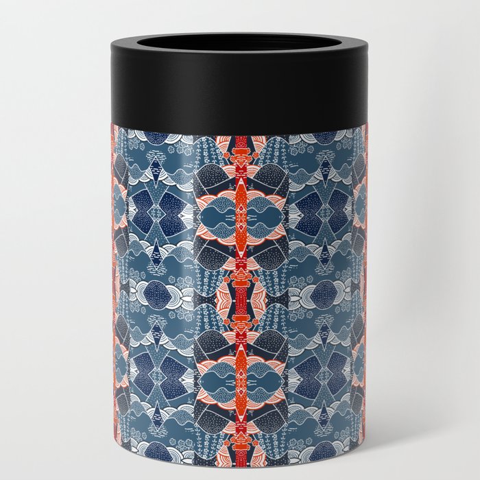 Asian art inspired abstract pattern Can Cooler