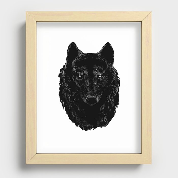 The Black Wolf Portrait Recessed Framed Print