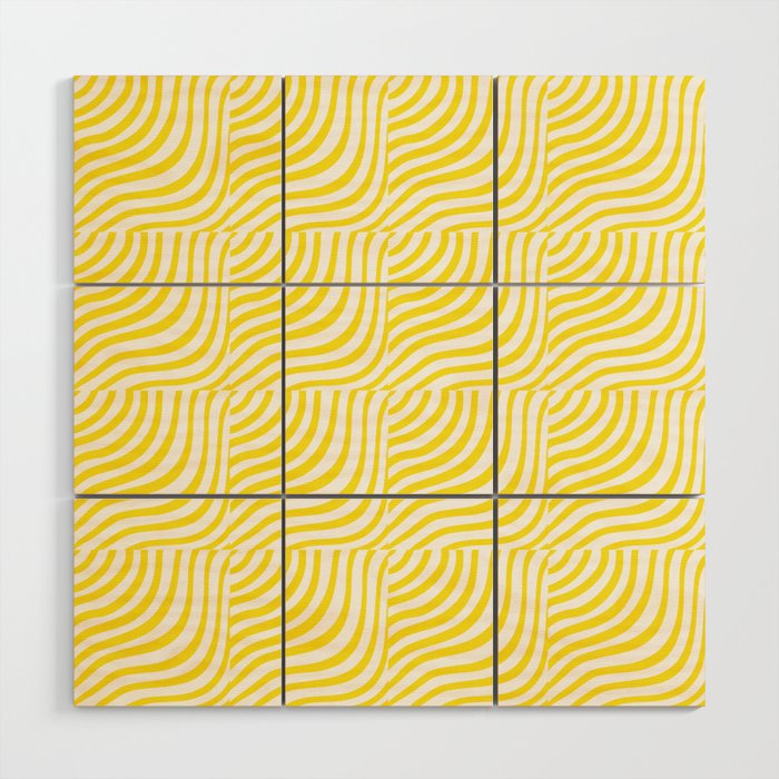 Modern Yellow Stripes Shells Wood Wall Art