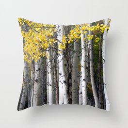 Yellow, Black, and White // Aspen Trees in Crested Butte Throw Pillow