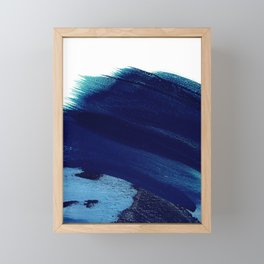 Indigo wave abstract Framed Mini Art Print
