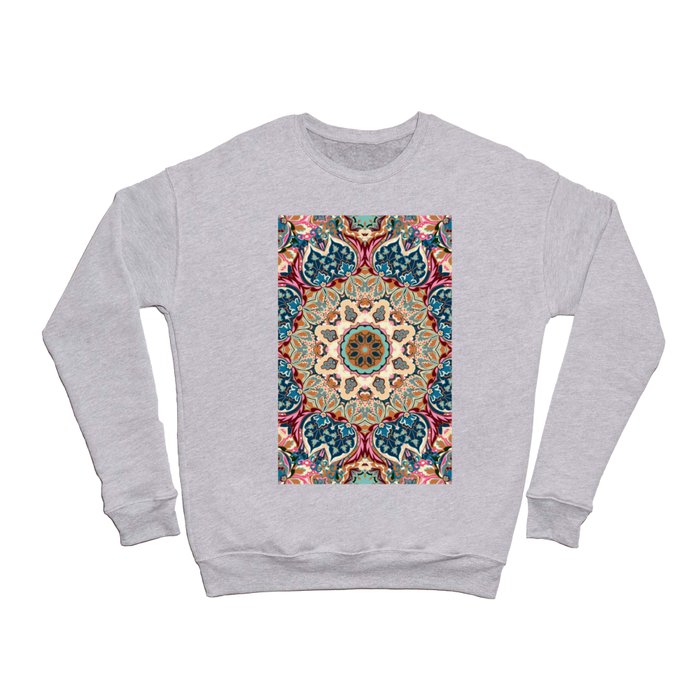 Ornamental Ethnic Bohemian Pattern XIII Ivory Aqua Blush  Crewneck Sweatshirt
