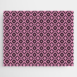 Pink and Black Ornamental Arabic Pattern Jigsaw Puzzle