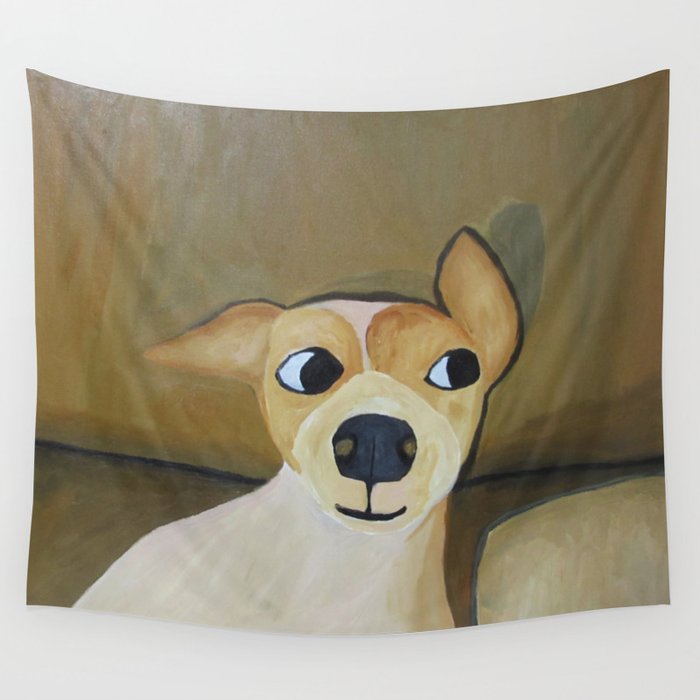 Curious dog Wall Tapestry