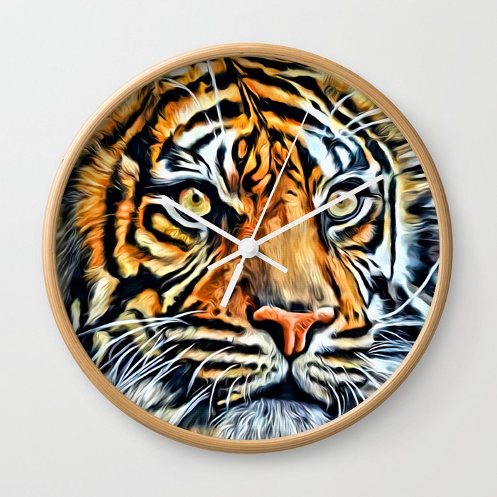 Tiger Head Digital Oil Painting Wall Clock