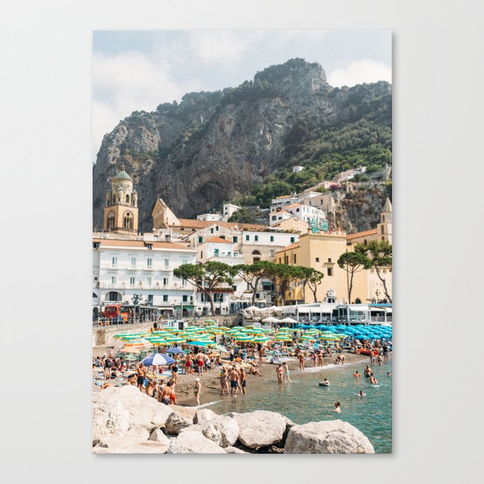 Amalfi Beach Scene Canvas Print