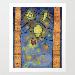 Touching the Light: One Danced with the Fireflies Illumination Print Art Print