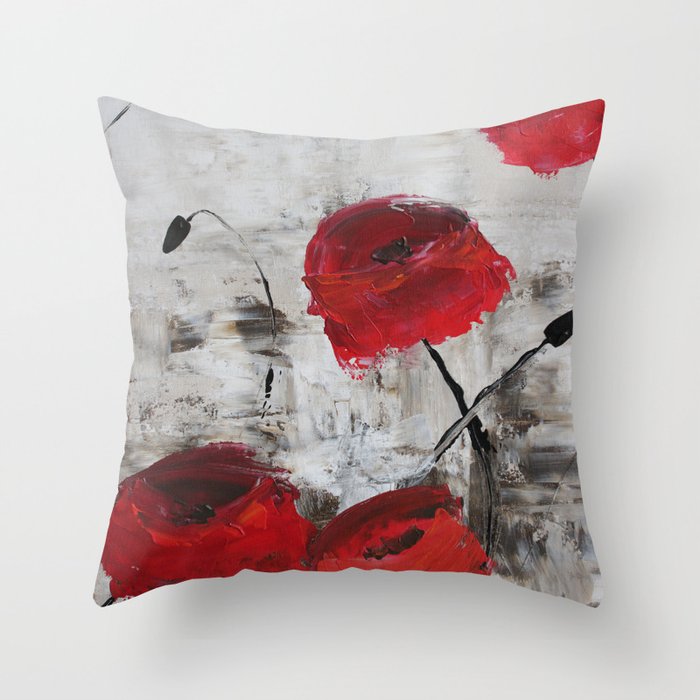 Sloppy Poppy Throw Pillow by Knockout Art by Poppy Copley Society6