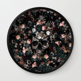 Skull and Floral pattern Wall Clock