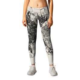 South Africa, Cape Town - Black and White City Map Drawing Leggings