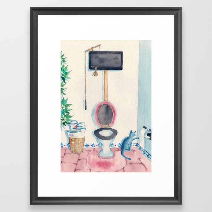 Bathroom Cat I Framed Art Print