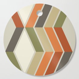 Mid Century Modern Diagonal Stripes Green Orange Cutting Board