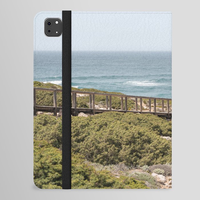 Ocean Waves View Photo | Board Walk to Bordeira Beach Art Print | Landscape Travel Photography in Portugal iPad Folio Case