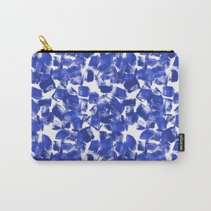 Azia - bright blue painterly abstract brushstrokes painting trendy minimal modern monochrome indigo Carry-All Pouch