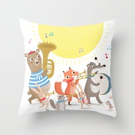 Children's Nursery Music Animal Band Throw Pillow