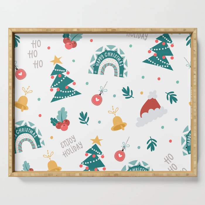 Ho Ho Ho Enjoy Holiday christmas pattern Serving Tray