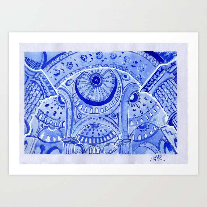 Blue Mosque in Istanbul (Angry Stitch) Art Print by Eric M Roberts