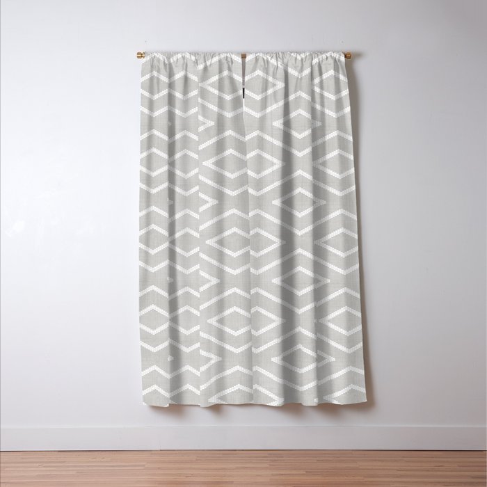 Stitch Diamond Tribal Print In Grey Blackout Curtain By