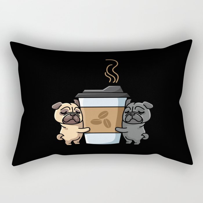 Two Pugs Who Love Coffee Rectangular Pillow