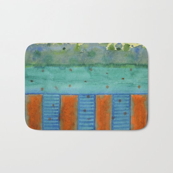 Orange Posts With Landscape Bath Mat