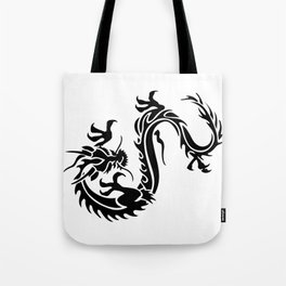 Oriental Minimalist Tribal Ink Dragon 3 Tote Bag