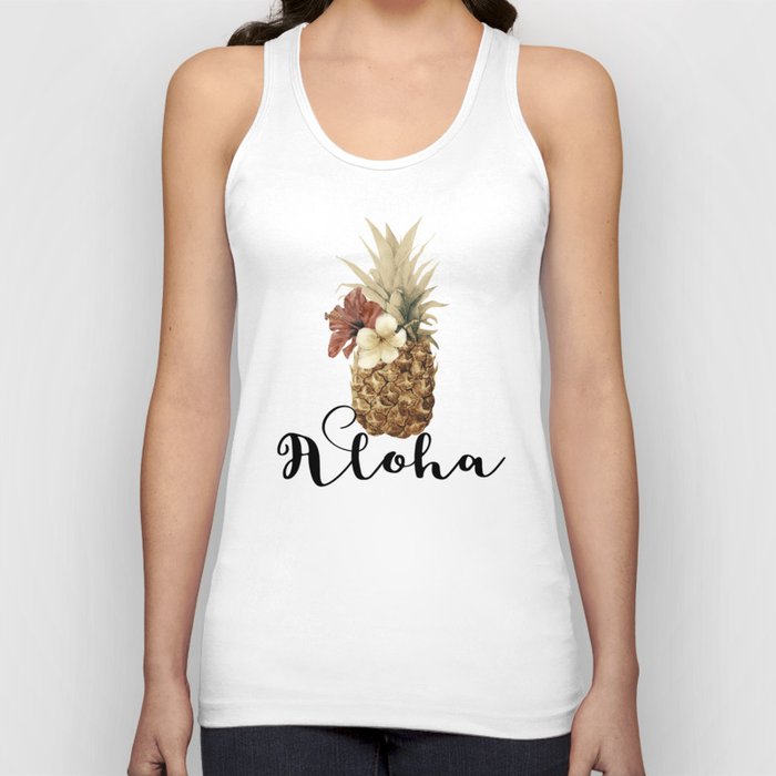 Aloha Tropical Floral Pineapple Tank Top