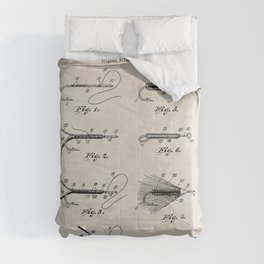 Fly Fishing Patent - Fisherman Art - Antique Comforter