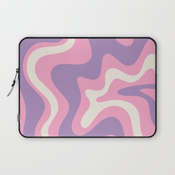 Retro Liquid Swirl Abstract Pattern Pink Purple Cream Laptop Sleeve