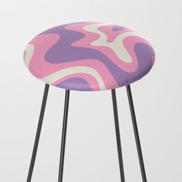 Retro Liquid Swirl Abstract Pattern Pink Purple Cream Counter Stool