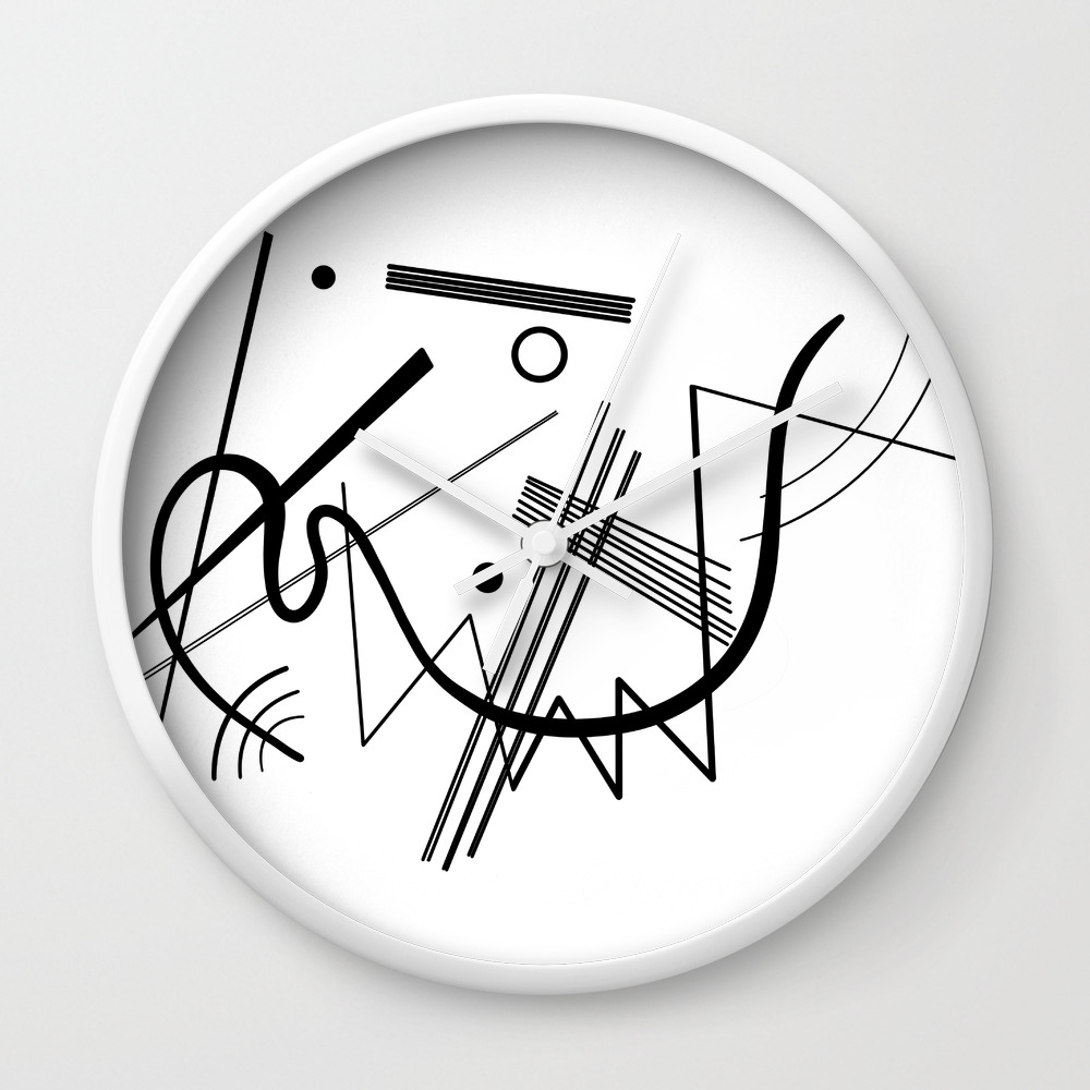 Kandinsky Black And White Abstract Art Wall Clock By Shamila
