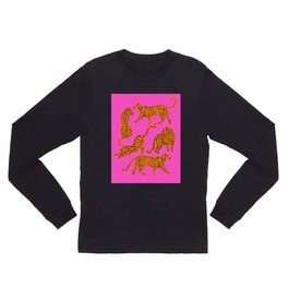 Abstract leopard with red lips illustration in fuchsia background  Long Sleeve T Shirt | Cheetah, Pattern, Tropical, Tiger, Painting, Panthers, Safari, Jungle, Abstract, Cats 